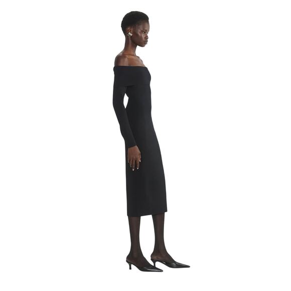 Aritzia Babaton Sculpt Knit Section Dress Black NEW - Picture 2 of 7